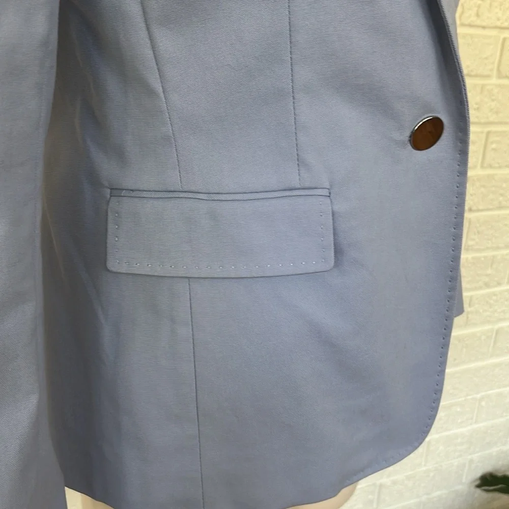 Lafayette 148~ periwinkle, blue single button, whip stitch, blazer. - Picture 5 of 9